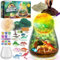 Dinosaurier Spielzeug, Dinosaurier-Terrarium-Set für Kinder mit Mondlampen-Malset, Geschenk für Junge im Alter von 4, 5, 6, 7, 8 9 10 11 12 Jahren, Dinosaur Bastelset Geburtstagsgeschenk