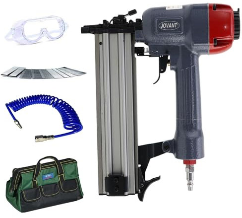 18GA Pneumatic Brad Nailer,Accepts 5/8 to 2Inch Brad Nails & Crown 5/8 to 1-5/8 Inch Staple.2 in 1 Nail Gun (Include 6m Air Tube & Portable Bag)