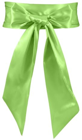 JasGood Damklänning, skärp, brudbälte, bröllop, fest, brud, satin, midjebälte för fest, speciella tillfällen, 9,5 cm bred, en storlek passar alla, G-ljusgrön, En Storlek