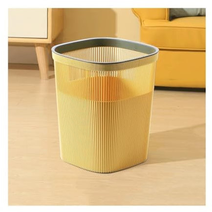 CLQYXRMVC Poubelle Poubelle Ronde en Plastique avec Anneau de Pression for Cuisine et café, Grande/Petite, Violet/Jaune Corbeille à Papier(Yellow,Petit)