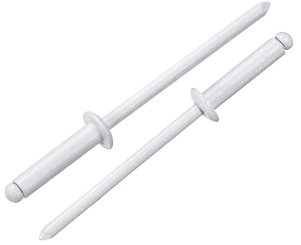 sourcing map Blindnieten mit rundem Kopf, verzinkter Karbonstahlgriff und Dornkappe, 0,3 x 1,27 cm, Weiß, 100 Stück
