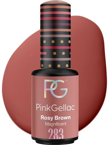 Pink Gellac Gel Nagellack UV - 283 Rosy Brown 8 ml - Gelnagellack für UV Lampe - Braun - Einfache Anwendung Nail Polish für 14 Tage Salonqualität - Veganer Gellack Made in Holland
