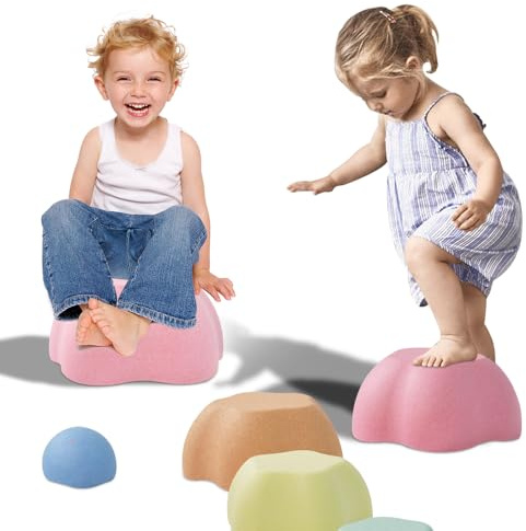 Toddler Stepping Stones, Stimulate Children's Creativity and Imagination, Improve Their Balance and Motor skills, Flower-Shaped Stepping Stones, 5-piece set (Pink)