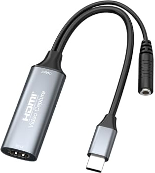 F.QYNing Capture vidéo HDMI avec mixage Audio MIC, Carte de Capture vidéo USB C 2.0, résolution de Sortie de Capture vidéo 4K 30Hz jusqu'à 1080P 60Hz pour Windows,Android,MacOS,VLC,OBS,Amcap,etc.