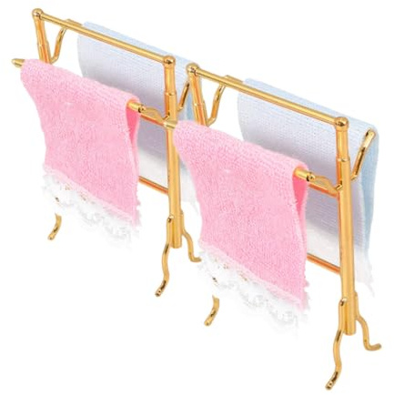 Abaodam 2ensembles Porte-Serviettes Miniatures pour Maison de Poupée Étagère de Salle de Bain Miniature Accessoire de Décoration pour Mobilier de Poupée Présentoir de Rangement pour Scène