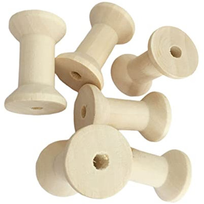 YOSADIER 10pcs Wooden Spools Bobbins Empty Craft Thread Spools for Sewing Weaving DIY Crafting Tools Compatible with Sewing Machines