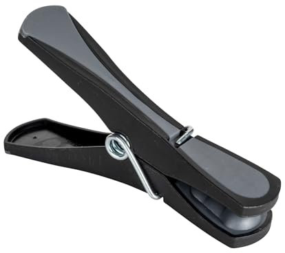 Mollette da bucato mod. Bolt set da 24 pezzi extra lunghe 8 cm apertura alare 4 cm rivestimento antiscivolo in gomma riciclata nero dimensioni 8 x 4 x 1,7 cm