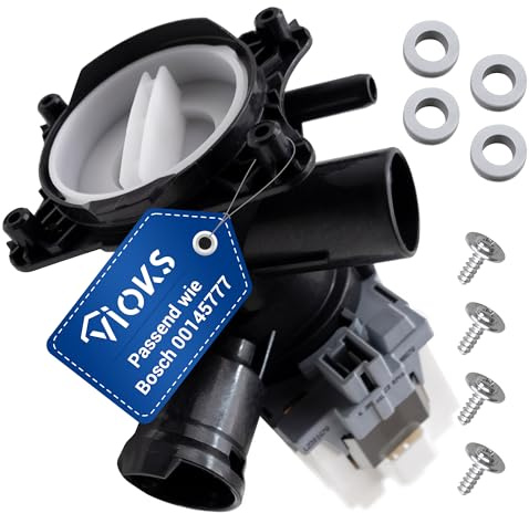 VIOKS Abwasserpumpe 40W Waschmaschine Ersatz für Bosch 144971 145777 | Ablaufpumpe Laugenpumpe Magnettechnikpumpe Pumpe, mit Sieb und Pumpenkopf