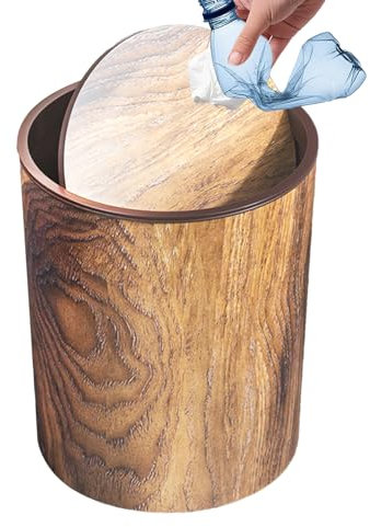 Rrlihjgu Cubo Basura Baño Acabado Madera | Papelera Para El Baño Con Acabado En Madera,Papelera Reciclaje Oficina Debajo Encimera Garaje