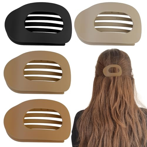 Lot de 4 Pince Plate Cheveux, Barettes Cheveux Femme avec Dents Intérieures, Hair Clips pour Tenue Solide et Maintien Plat et Sûr, Léger & Anti-Dérapant, pour Tous les Jours, Sport, Conduite