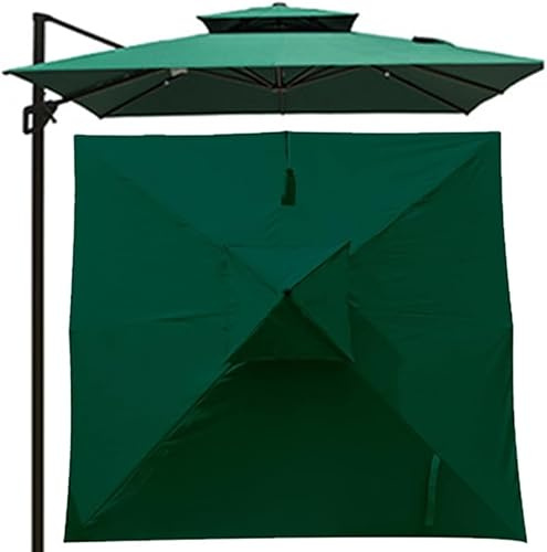 Copertura di ricambio per ombrellone da giardino, 3 x 3 m, quadrata, a 2 ripiani, per esterni, per ombrellone a sbalzo, verde, impermeabile, per giardino, terrazza e patio