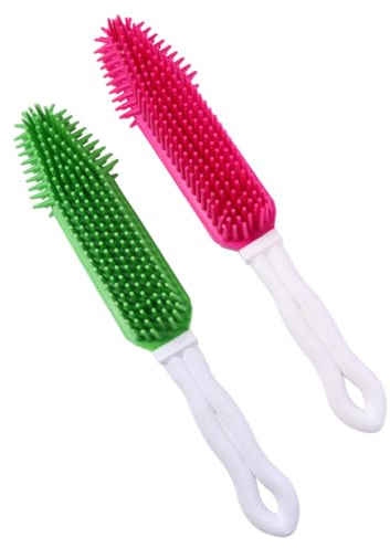 FIXOSHEE 2 per Animali in Silicone e Rosa Pettine Pulizia Cane e Massaggiante Antinodi Depilatore Pratico e Sicuro