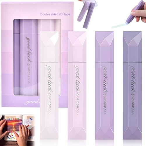 4PCS Double Sided Tape Pens, Adhesive Glue Pens for Crafting Wrapping Paper and Parcels, Double Sided Correction Pen, White out Correction Tape, Glue Tape Pen for Home & Office Use & Paper Crafts
