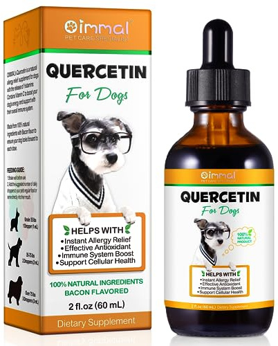 Quercetin Drops for Dogs with Vitamin C | Liquid Dog Nutritional Supplement for Daily Wellness & Seasonal Comfort | Complementary Feed for Dogs | Bacon Flavour, 60ml