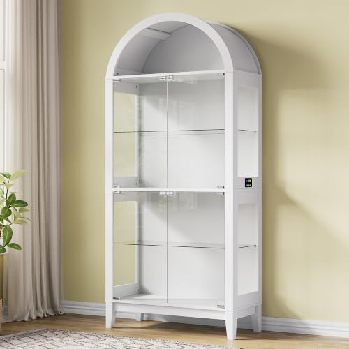 175cm 5-Lagen Glasvitrine mit RGB-Beleuchtung & Glastüren für Sammlerstücke