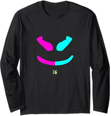 Funny SmilingFace Fucsia|Turchese Maglia a Manica
