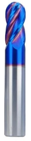 Fresa CNC de carburo tungsteno, fresa extremo bola 4 flautas HRC65, herramientas corte R0.5-R6.0mm for fresas Material acero, 1 ud(R5x20xD10x75L)