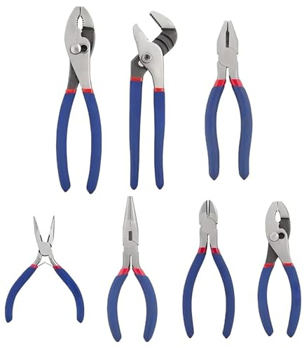 Set di pinze a becco lungo e pinza per pompa dell'acqua con morsetto, set di 7 pinze, per officina, sanitari, elettrici, fai da te, auto, esterni, edilizia, casa, fai da te, riparazione, giardino