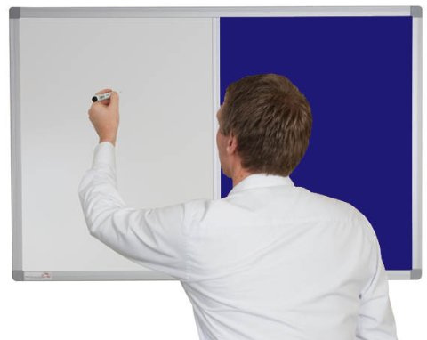 Magnetic Combination Boards Premier Felt Aluminium Framed 1800mm x 1200mm, Oxford Blue