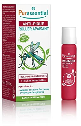 Puressentiel Bite & Sting Relief Roll-On 5 ml – Instant & Lasting Effect - Mosquito Bites, Insect Bites, Bee, Wasp & Nettle Stings – 100% Natural – Bite, Sting & Itch Soothing Properties - Pocket Size