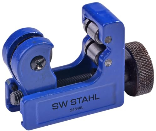 SW-Stahl 24540L Rohrabschneider 3-22 mm - Mini-Rohrabschneider Kupfer | Ideal für Kupfer, Messing und Leichtmetall - Profi Rohrtrenner für Spurstangenrohre - Kompakter 60 mm Metallschneider