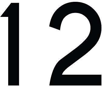 Zahl 12 in schwarz, 30 cm großer Sticker, wetterfeste Klebezahl | Selbstklebende Klebefolie für Hausnummern an Tür, Tor, Garage, Schaufenster und allen glatten Oberflächen