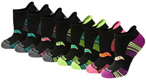 Saucony löparstrumpor för kvinnor, prestanda hälflik, atletiska strumpor, finns i S-L (8, 16, 24 par), Medium