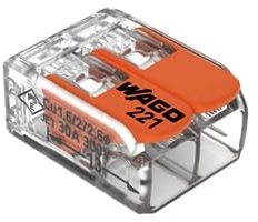 WAGO Compact 221-612 - Morsetti di collegamento, 2 poli, fino a 6 mm², connettori per cavi con leva per tutti i tipi di conduttori di tutto il mondo, sicurezza applicazioni confermata, 50 pezzi