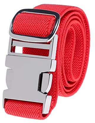 Kajeer Kinder Elastische Schnalle Hose Gürtel - Verstellbarer Jungen Gürtel mit Zinklegierung Schnalle für Mädchen Einfacher Verschluss (Heißes Rot)