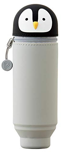 LIHITLAB PuniLabo Stand Up Silicone Pen Case -Pen Holder (2. 4 x 7. 8) (Penguin - A-7712-10)F Y