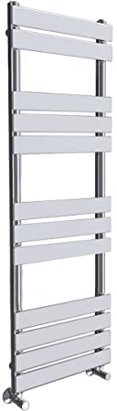 Warmehaus Designer Bathroom Flat Panel Heated Towel Rail Chrome 1200x450mm | Ladder Style Radiators, Central Heating, Premium Mild Steel, Corrosion Resistance, Durable Finish, Wall Mounted