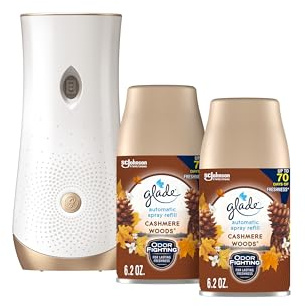 Glade Automatic Spray Refill and Holder Kit, Air Freshener for Home and Bathroom, Cashmere Woods, 6.2 Oz, 2 Count