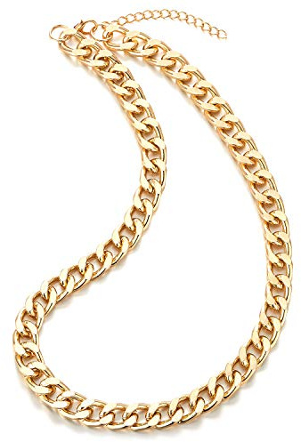 COOLSTEELANDBEYOND Klassischer Gold Choker Halsketten Statement Anhänger, Große Panzerkette, Cool, Partei Abendkleid, Leicht