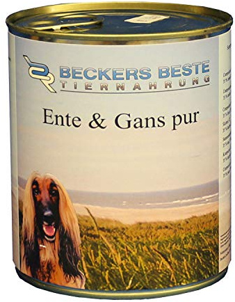 Beckers Beste Tiernahrung - getreidefrei Hundefutter Ente + Gans pur 12x 800 g - Nassfutter für Hunde - Dosenfutter Allergie – Barf verzehrfertig- für große & kleine Hunde