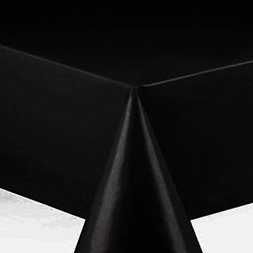 Wachstuch Wachstischdecke Gartentischdecke Glatt Uni Schwarz Rechteckig 140 x 110 cm abwaschbare Tischdecke, wasserabweisend