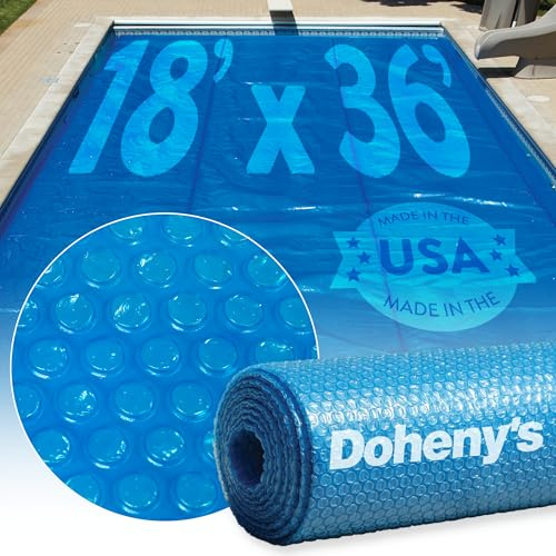 Doheny's Clear-Tek Micro Bubble Solar Pool Cover for In-Ground Swimming Pools | Increase Solar Energy Absorption, Retain Heat, Reduce Evaporation, Reduce Heat Loss & Save, 18x36 ft Blue 1600