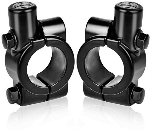 KATELUO 2-teilige Spiegelhalterung für Motorrad - Lenkerhalterung für 22mm, Seitenspiegel für 10mm, Aluminium (Schwarz)