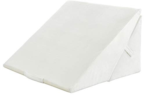DREAMADE Coussin de Lecture Triangulaire avec Housse Souple, Oreiller Traversin en Mousse à Mémoire avec Poignée Portable, Coussin Cale Dos pour Lit/Canapé, pour Salon, Chambre (Blanc)