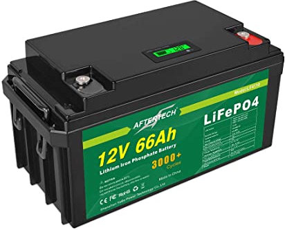 AFTERTECH 12 V 66 Ah LIFEPO4 Paquete de batería recargable de litio hierro fosfato pila 3000+ ciclos profundos 12,8 V 844 wh