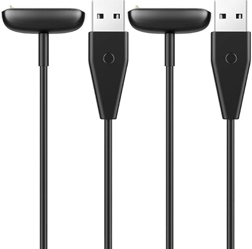 TiMOVO Ladekabel Kompatibel mit Fitbit Charge 6/Luxe/Charge 5/Luxe SE Fitness Tracker Smartwatch, Magnetisch USB Ersatz Ladekabel für Charge 5/Luxe, 2 Stück, 1 m - Schwarz