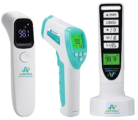Amplim W2 F1 AE2 Non-Contact Touchless Infrared Digital Forehead Thermometer for Adults and Babies (Pack of 3)