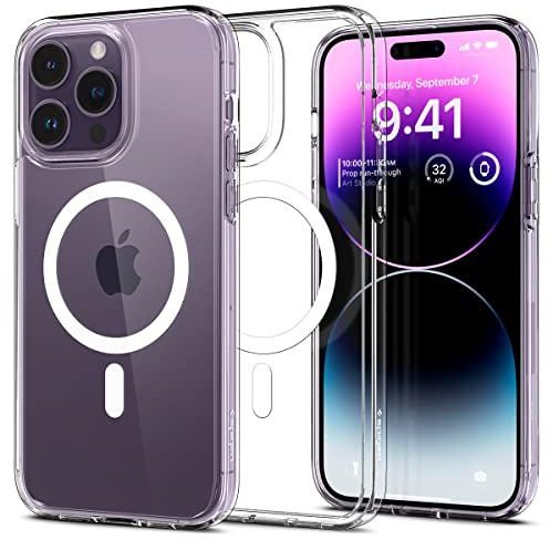 Spigen iPhone 14 Pro Max Hülle Ultra Hybrid MagFit -White | Kompatibel mit MagSafe, DuraClear Tech, Anti-Yellowing, Air Cushion Tech, Militär-Grade Schutz, Spigen Signature Serie