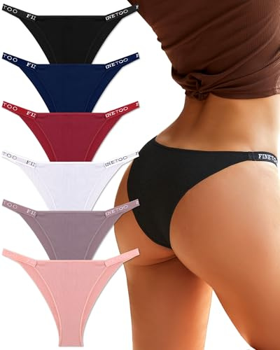 FINETOO 6er Pack Cotton Underwear Women Brazilian Knickers Brazilian Ladies Briefs Sexy Hipster Panties Soft Panties Multipack