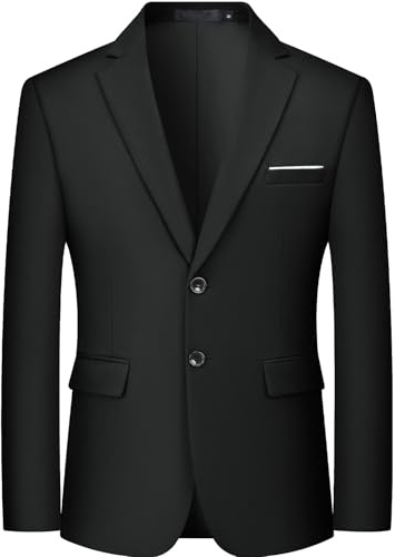 MAGE MALE Men’s Slim Fit Suit Jacket 2 Button Blazer Dress Business Wedding Party Jacket Black
