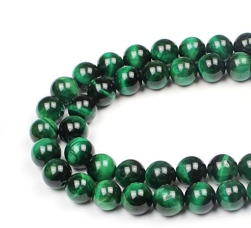 MJDCB 8mm 43st Sten Pärlor Grön Tigeröga Runda Lösa Naturliga Halvädelsten för Tillverkning Armband Halsband Smycken