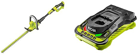 Ryobi OHT1850X ONE+ Cordless Hedge Trimmer, 18 V (Body only), Yellow & RC18150 18V ONE+ Cordless 5.0A Battery Charger
