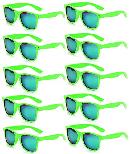 FSMILING 10 Stück Lustige Sonnenbrille Festival Party Sonnenbrille Grün Set Für Herren Damen Verspiegelt Retro Sonnenbrillen Set Party Brille Für Karneval/fasching