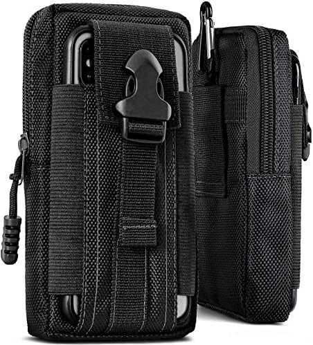 ONEFLOW Survival Case für CAT S61 Handy Gürteltasche aus Nylon mit Karabiner, Taktische EDC Tasche mit Gürtel Halterung, Etui Handyhülle Outdoor Handytasche, Schwarz