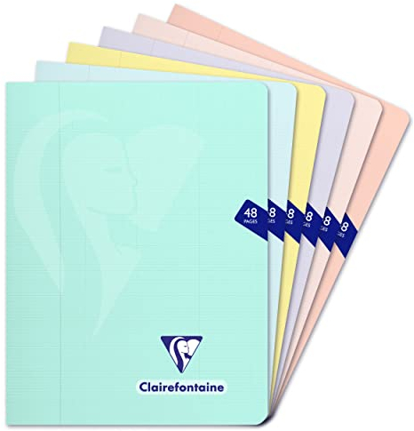 Clairefontaine 308751C - Packung mit 10 Heftem Mimesys 17x22cm 24 Blatt, französische Lineatur, PP Einband, Pastell farbig sortiert, 1 Pack