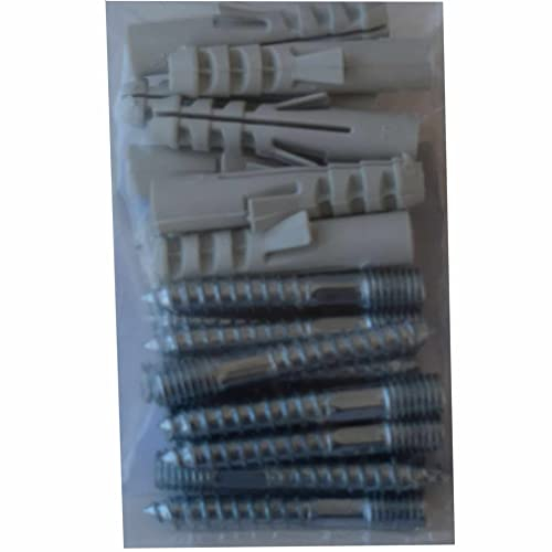 10 Stück - Stockschrauben M6 / M8 verzinkt mit Dübel für Beton und volles Mauerwerk geeignet zur Montage von Rohrschellen, Montageschienen und Schienenkonsolen (M6 x 50 mm)